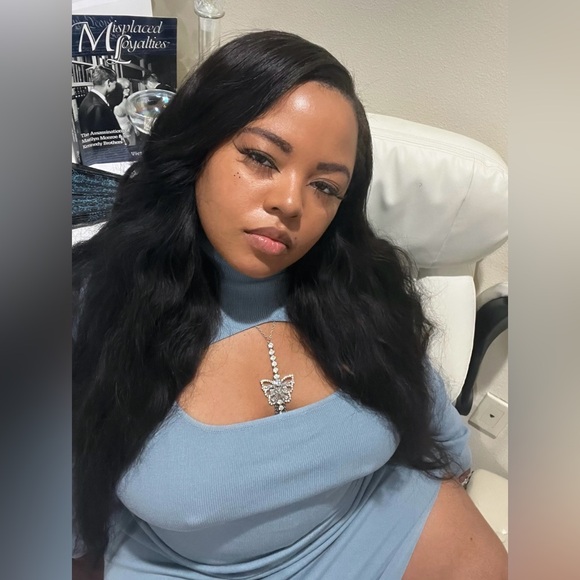 ~Allison Slate Blue Sweater Dress W/ Bolero Neckline, Front Cutout & Side Split~ - Picture 11 of 16